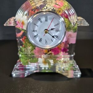 Floral Acrylic Table Clock